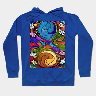 Abstract Flowery Stained Glass Yin Yang Hoodie